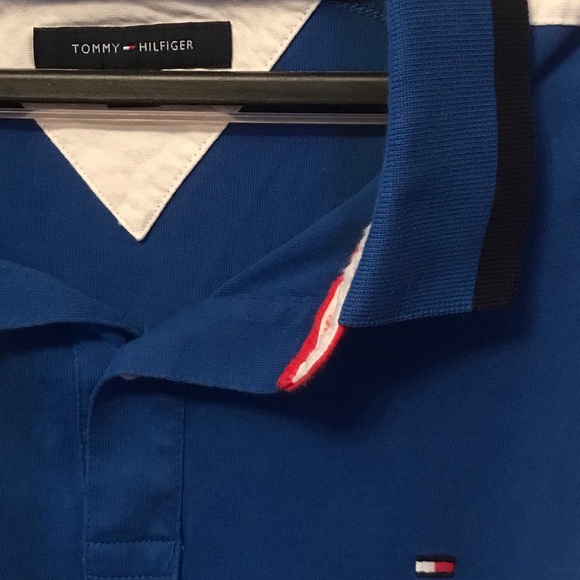 TOMMY HILFIGER | Men's Polo Shirt Blue Red White Size XLarge - Picture 3 of 6